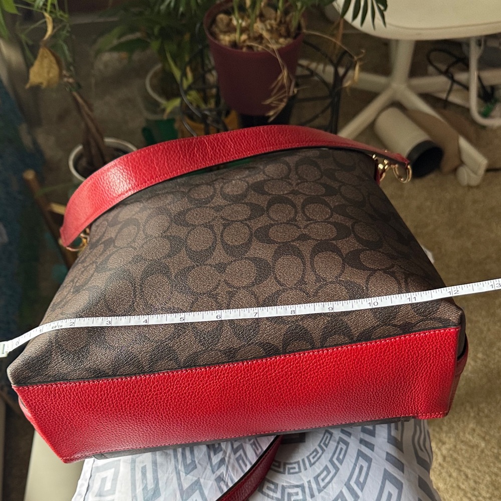 Coach Dempsey ,Red and Brown Signature crossbody and Shoulder Bag - Picture 6 of 8
